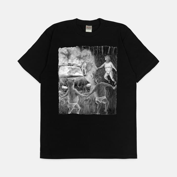 오컬트 흑백 반팔티셔츠 이미지