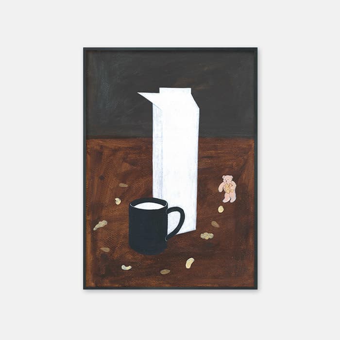 우유와 견과류 포스터 이미지