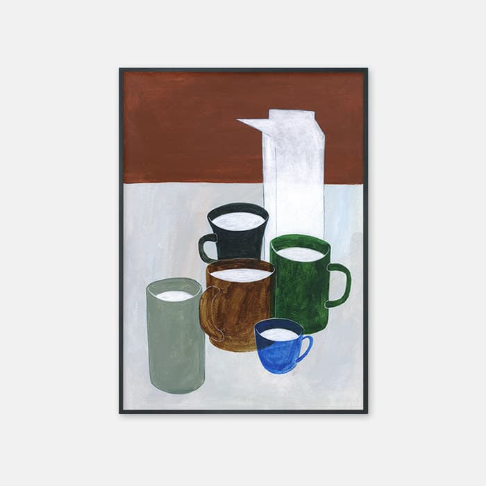 우유와 컵 포스터 이미지