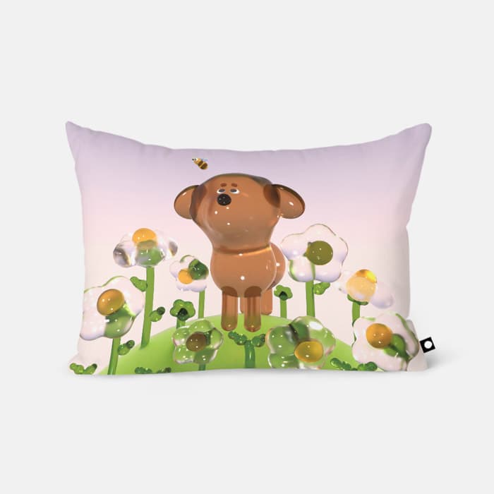 little dog with daisy 베개 커버 이미지