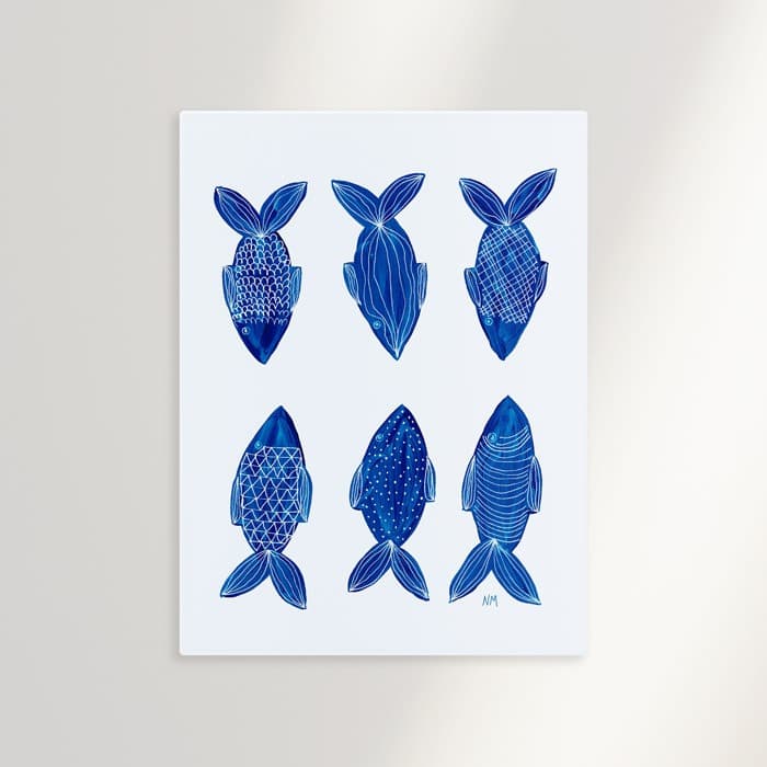 Six blue fish 캔버스 액자 이미지