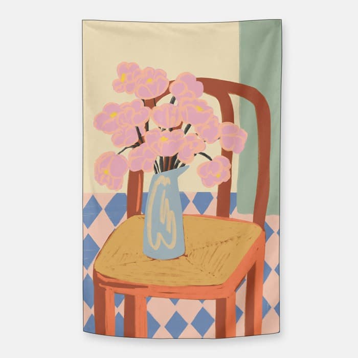 FLOWERS ON A CHAIR 쉬폰 패브릭 포스터 이미지