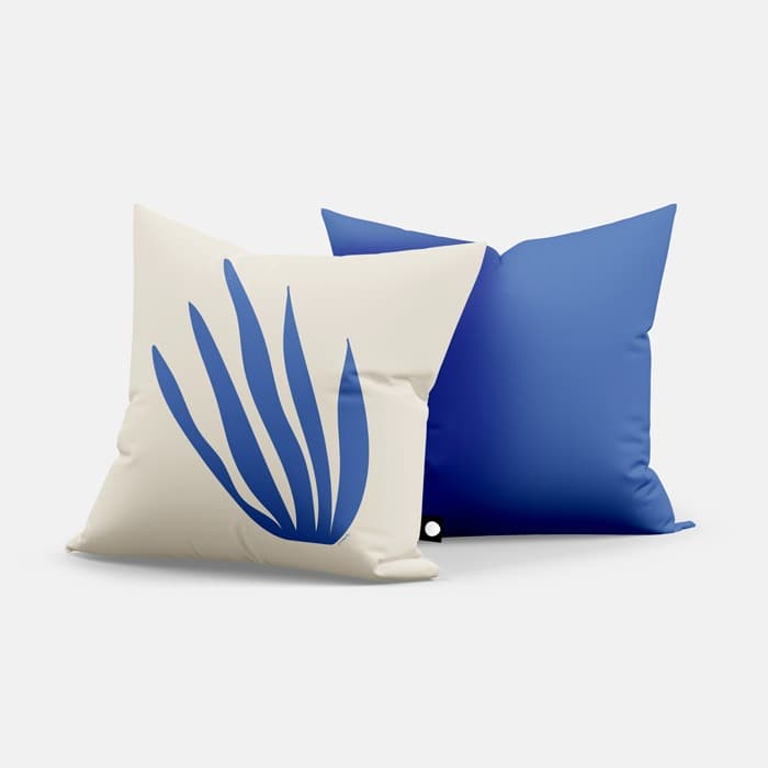 파란 바다의 꽃 쿠션 커버 이미지