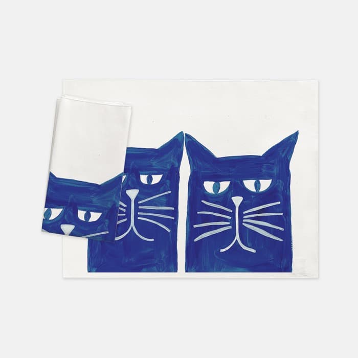 Two blue cats 테이블매트, 키친크로스 이미지