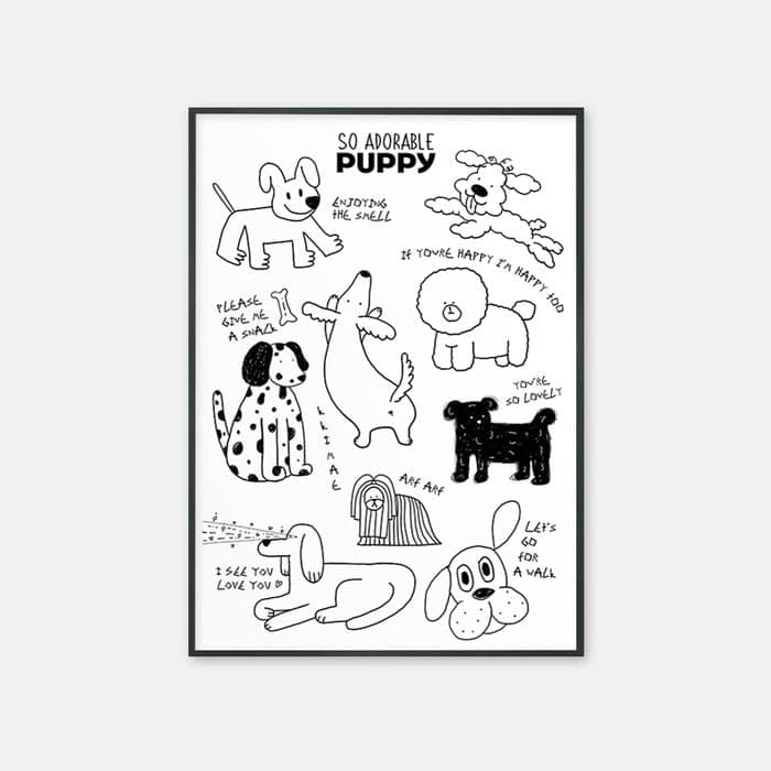 강아지들 낙서 포스터 이미지