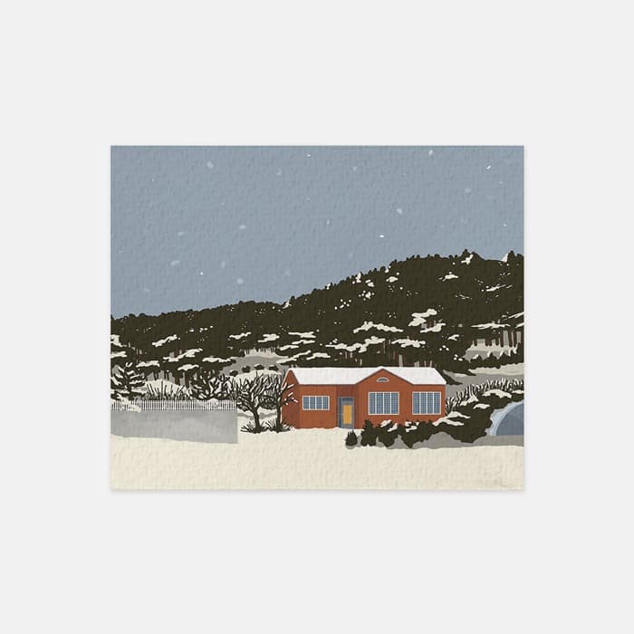 snowy day brick house 테이블매트, 키친크로스 (S) 이미지