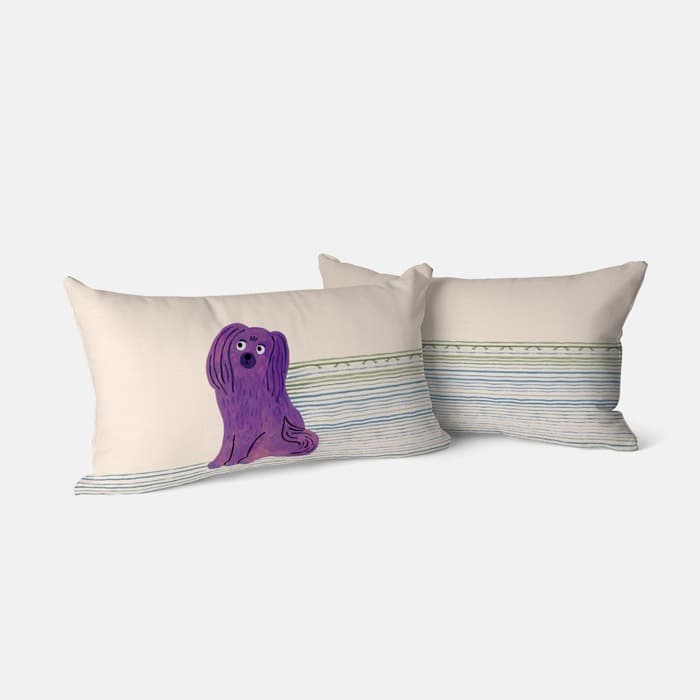 Purple dog - still waiting 미니 쿠션 커버 이미지