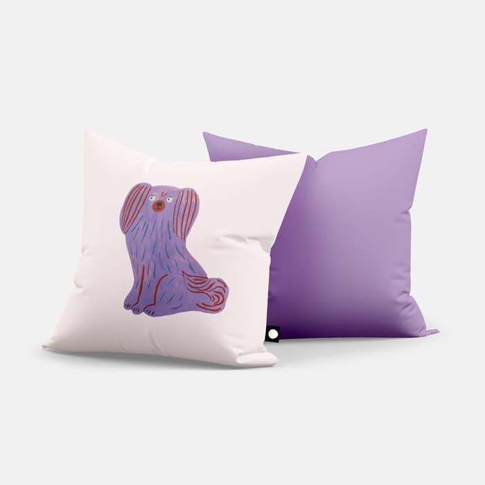 Lilac dog waiting 쿠션 커버 이미지