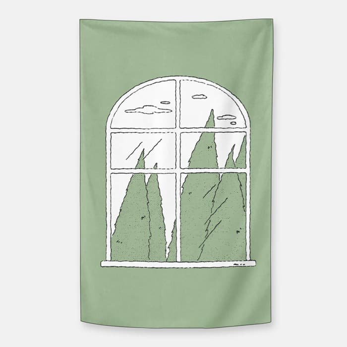 창과 나무 쉬폰 패브릭 포스터 이미지