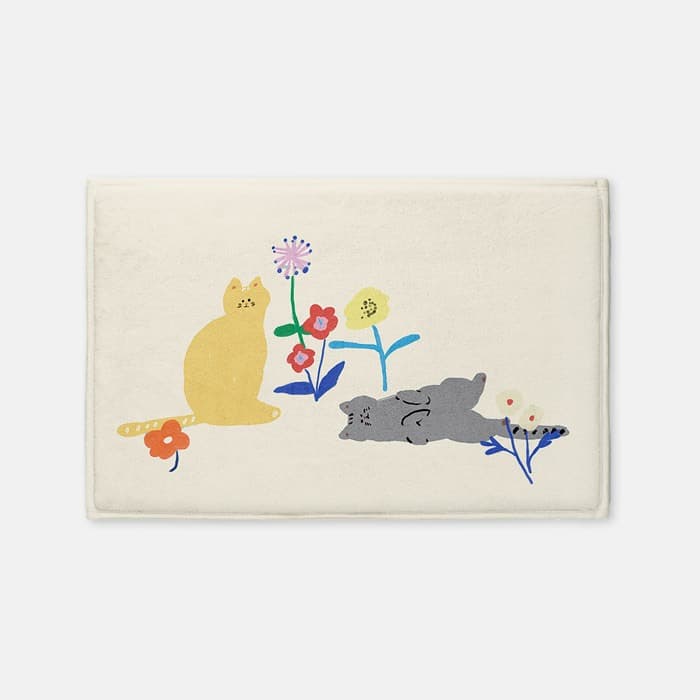 꽃밭의 냐옹 발매트 이미지