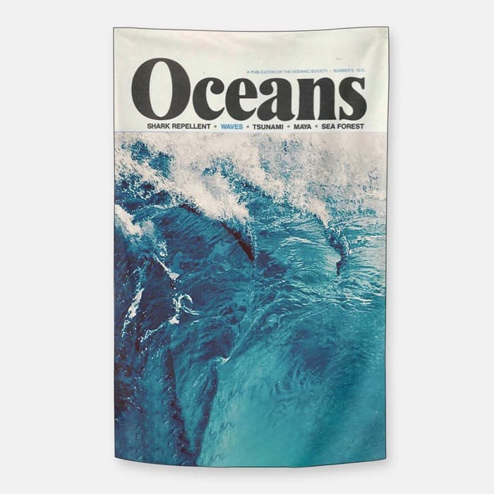 Vintage "Oceans" Surfer Magazine 쉬폰 패브릭 포스터 이미지