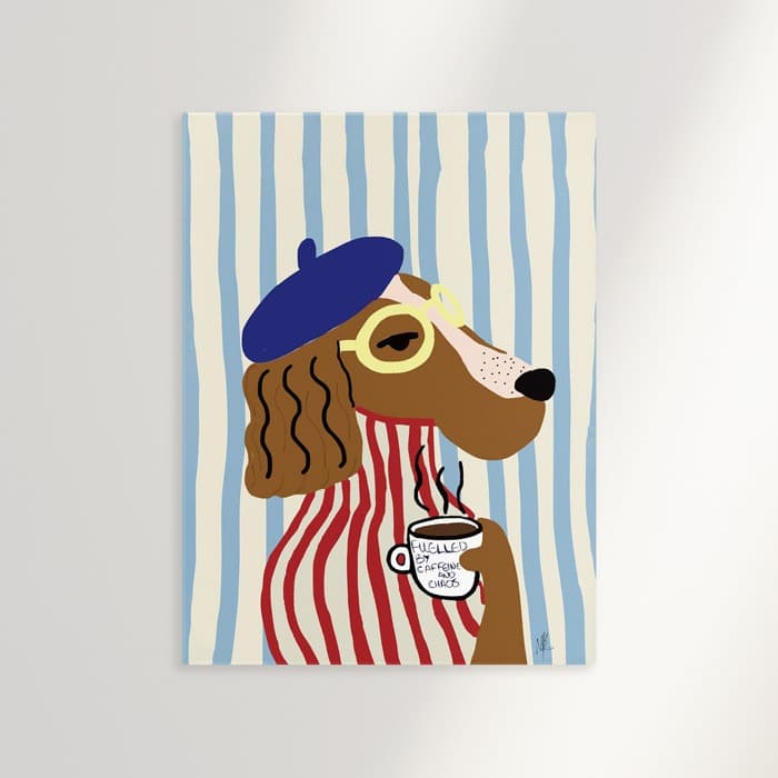 Funny Dog with Coffee 캔버스 액자 이미지