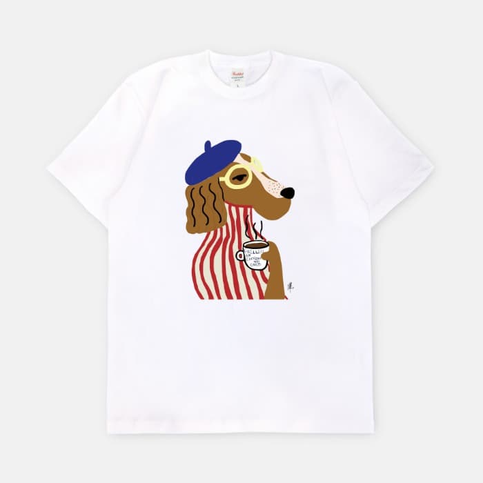 Funny Dog with Coffee 반팔티셔츠 이미지