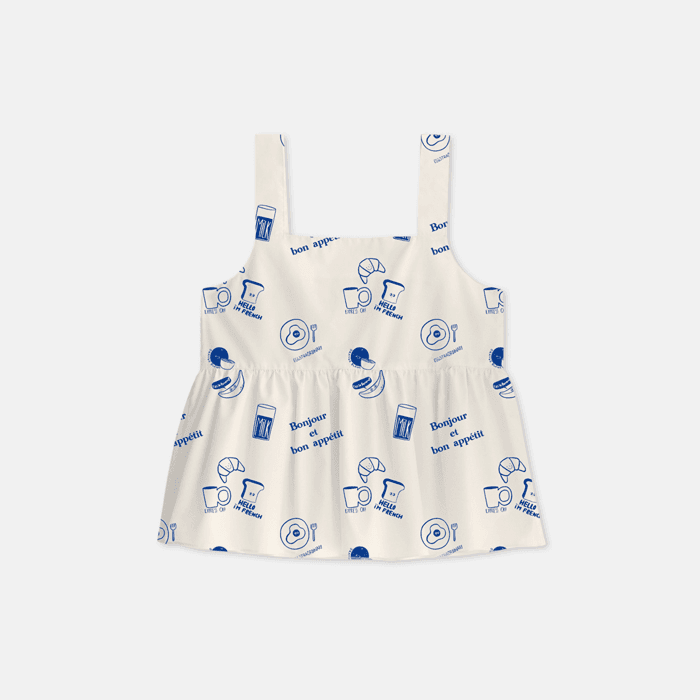 BONJOUR ET BON APETTIT 파자마 슬리브리스 탑 이미지