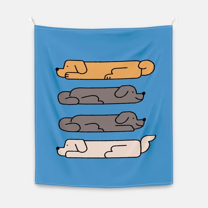 네모난 강아지 패브릭 포스터 대형 이미지