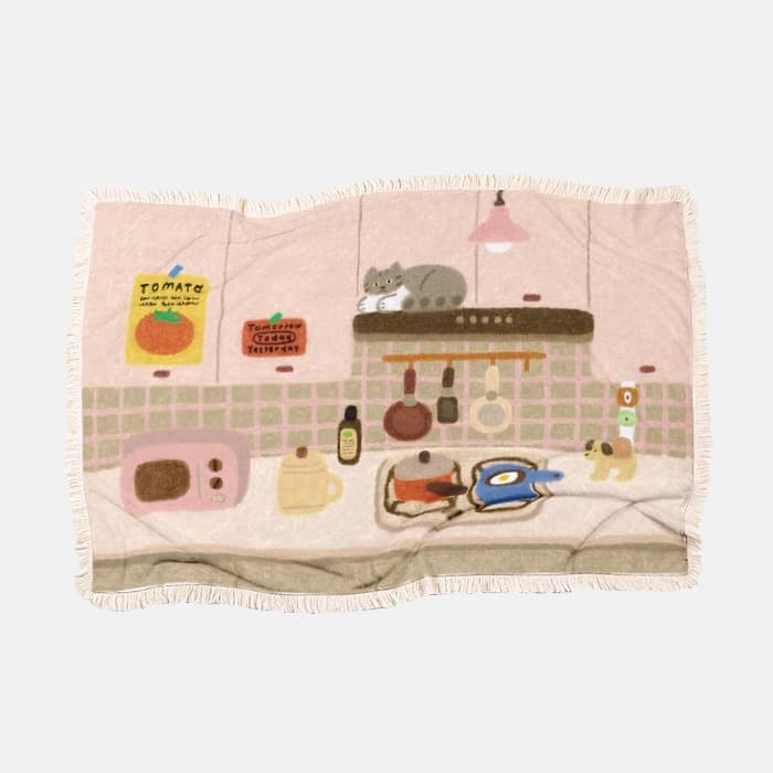 부엌 위의 작은 주인 극세사 담요 이미지