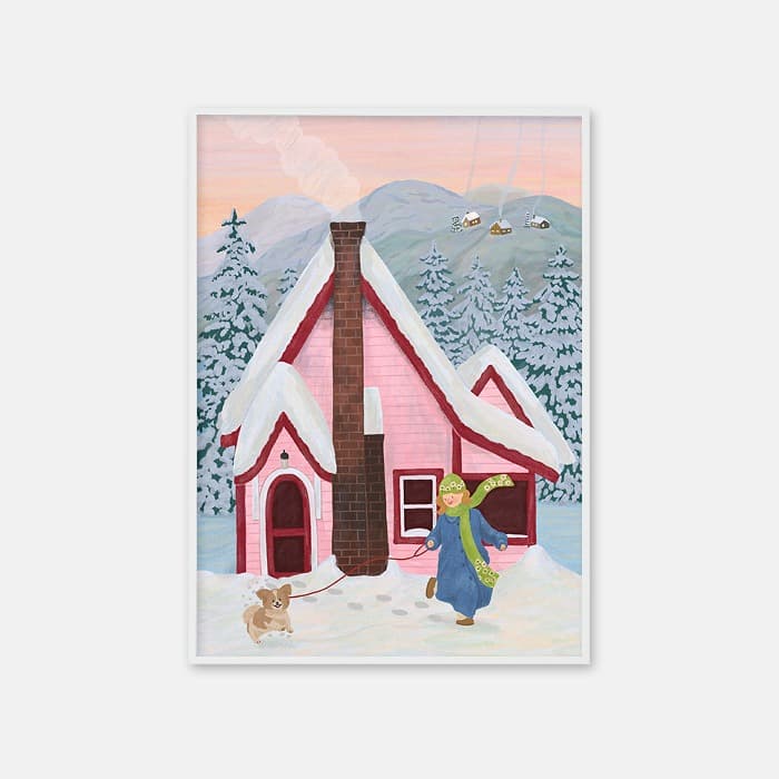 눈쌓인 핑크집 포스터 이미지
