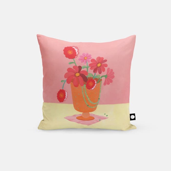 [NEW] 오렌지 화병과 옥색 목걸이 쿠션 커버 이미지