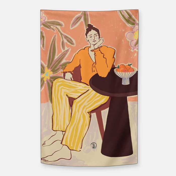 WOMAN WITH ORANGES 쉬폰 패브릭 포스터 이미지