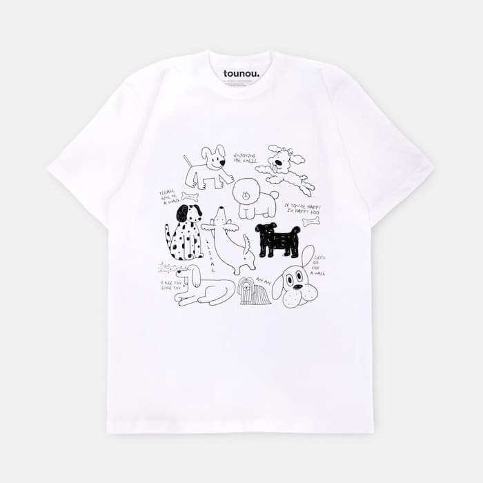 강아지들 낙서 반팔티셔츠 이미지