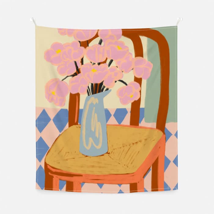 FLOWERS ON A CHAIR 패브릭 포스터 대형 이미지