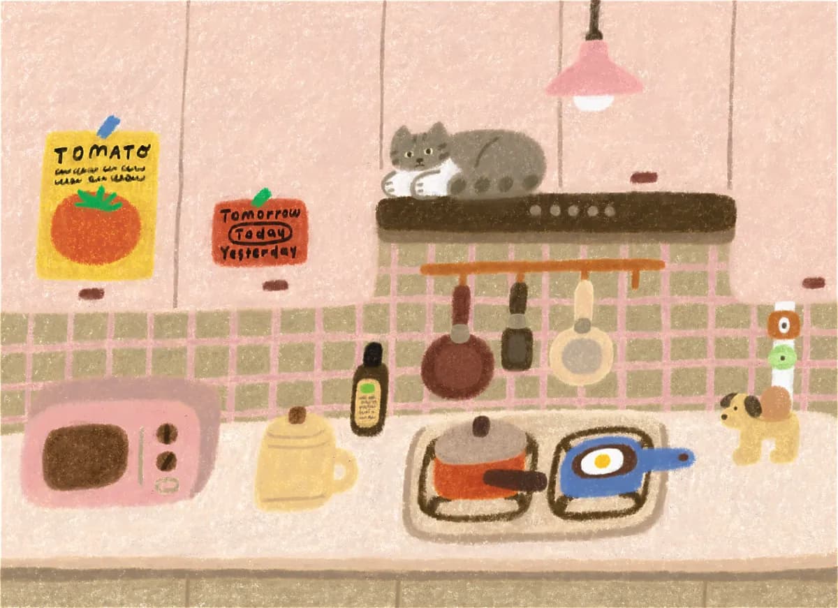 부엌 위의 작은 주인