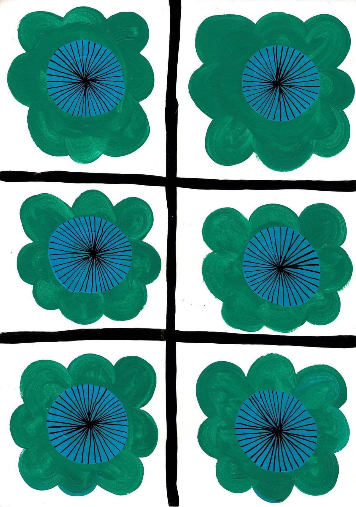 Six green flowers