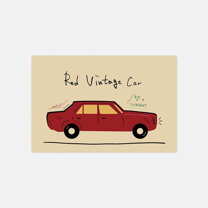 Red Vintage Car 소프트 규조토 발매트 이미지